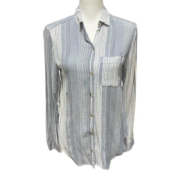Maeve Anthropologie Women's XS Chatham Chambray Blue & White Button Front Shirt - Picture 1 of 16